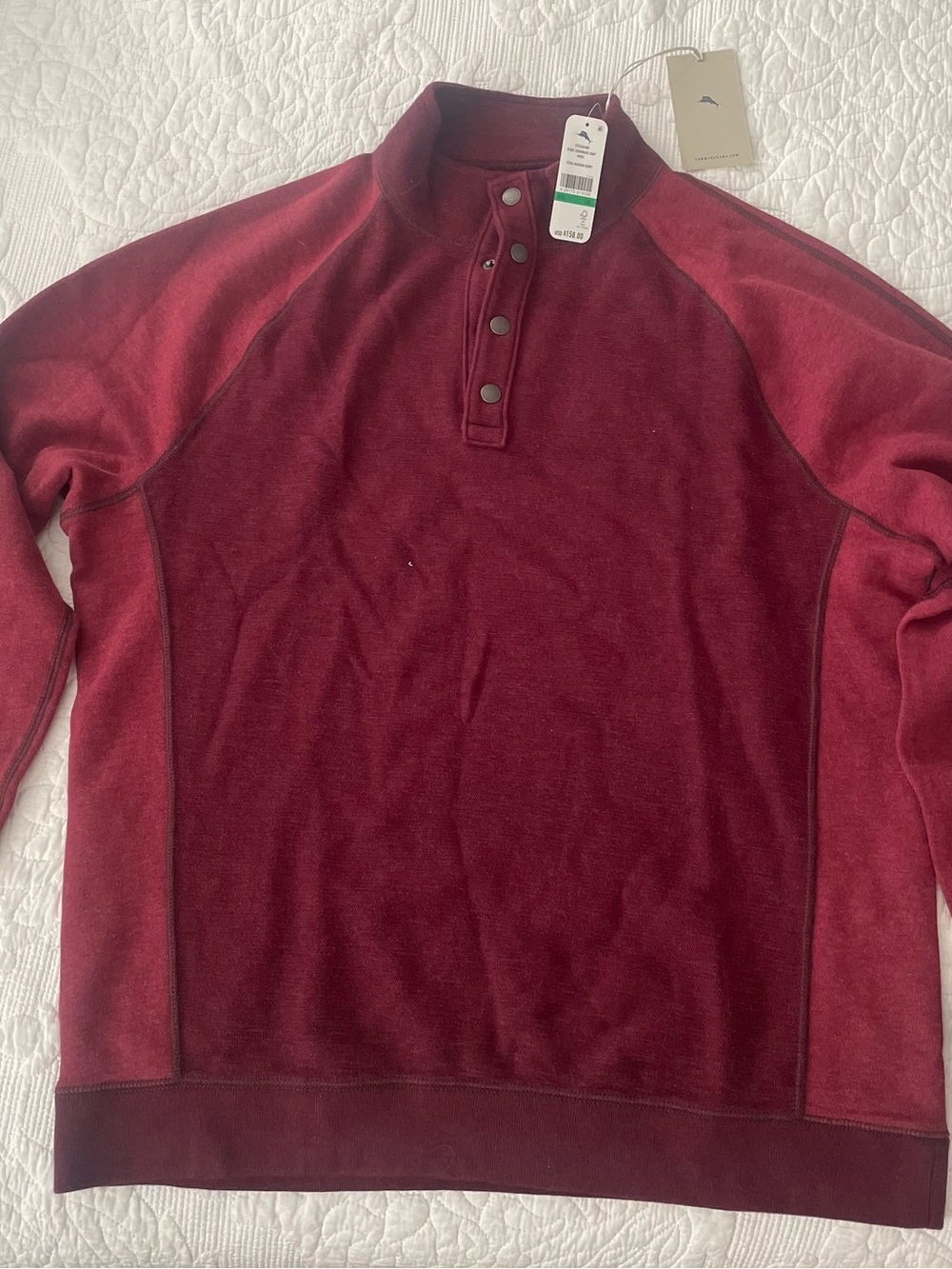 Tommy Bahama Maroon Snap-Button Henley Pullover